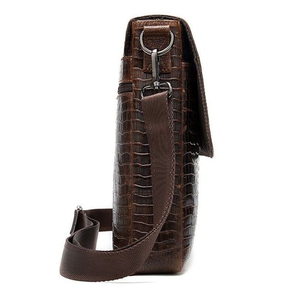 Сумка с тиснением под кожу крокодила Vintage 20039 Коричневая