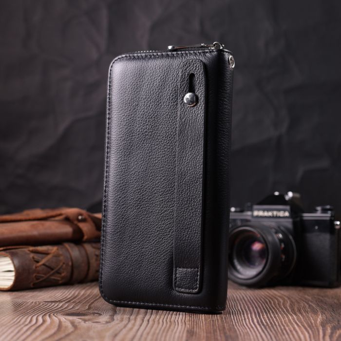Универсальный кошелек-клатч на одно отделение из натуральной кожи ST Leather 22559 Черный
