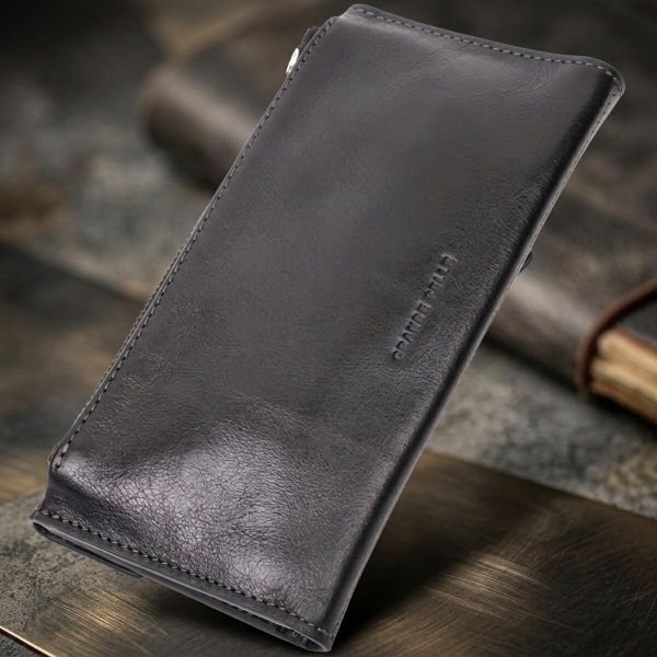Стильный кошелек с монетницей снаружи из натуральной кожи GRANDE PELLE 11646 Черный