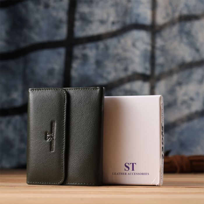 Стильный кошелек среднего размера из натуральной кожи ST Leather 23075 Зеленый