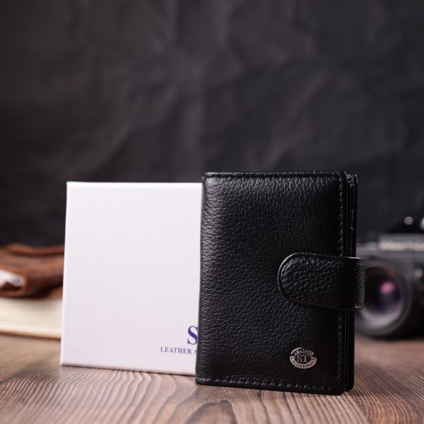 Надежная визитница из натуральной кожи ST Leather 22469 Черный