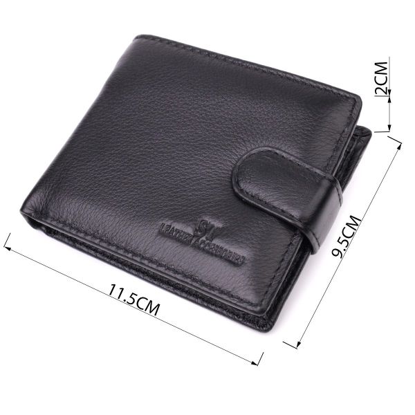 Бумажник для мужчин удобного размера из натуральной кожи ST Leather 22463 Черный