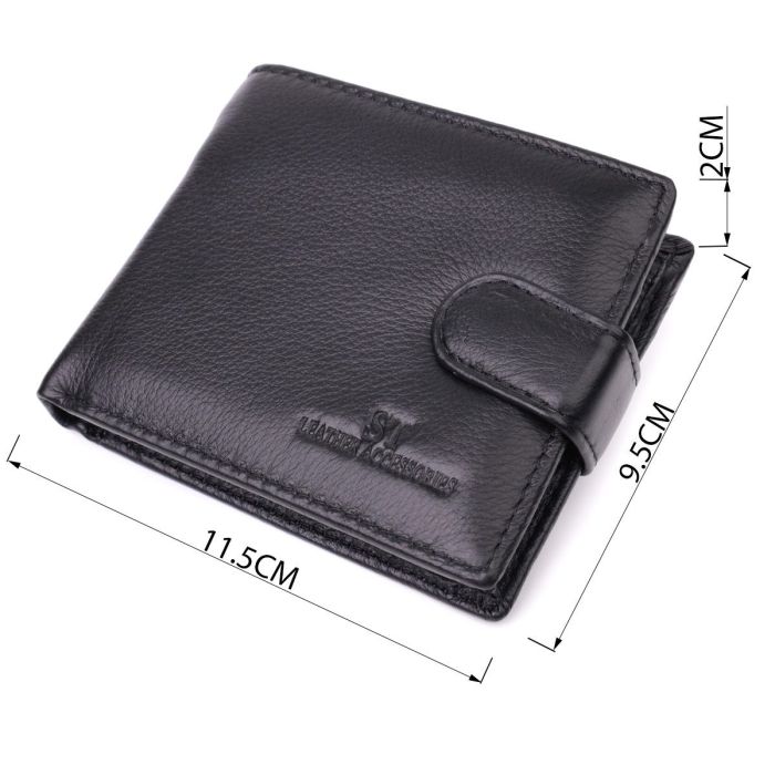 Бумажник для мужчин удобного размера из натуральной кожи ST Leather 22463 Черный