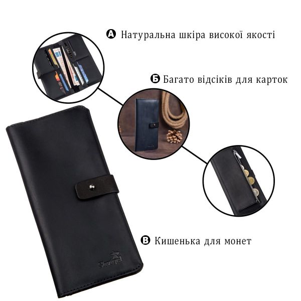 Бумажник мужской из винтажной кожи SHVIGEL 16209 Черный