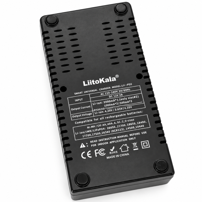 Зарядний пристрій LiitoKala Lii-PD2 для акумуляторів 18650, 21700, Li-ion, LiFePO4, Ni-MH та Ni-Cd