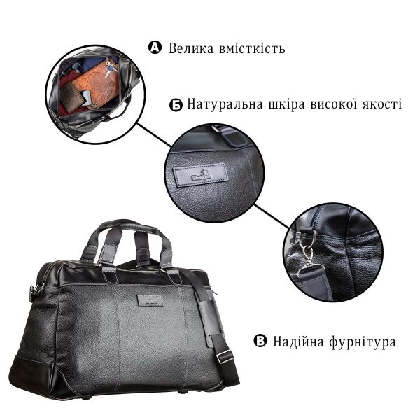 Дорожная сумка SHVIGEL 11120 кожаная Черная