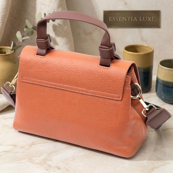 Элегантная сумка для женщин с короткой ручкой из натуральной кожи Vintage 22669 Рыжая