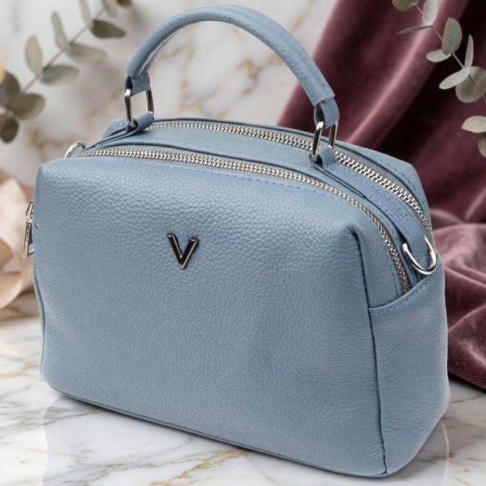 Женская сумка с двумя секциями из натуральной кожи Vintage 22920 Голубой