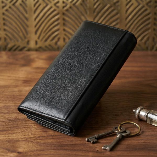 Жіночий шкіряний гаманець для карток купюр та монет ST Leather 22696 Чорний