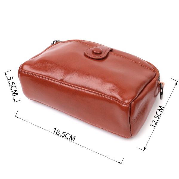 Глянцевая женская сумка на каждый день из натуральной кожи Vintage 22419 Коричневый