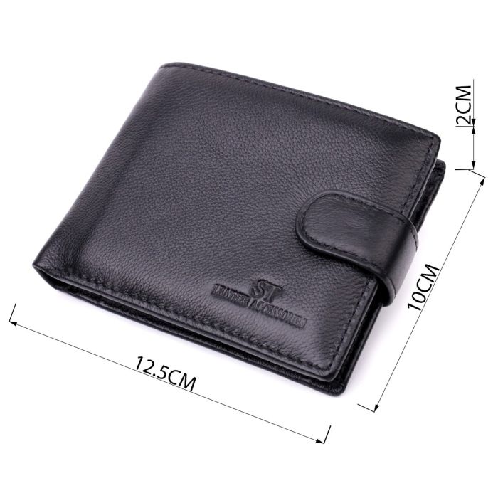 Горизонтальный мужской бумажник из натуральной кожи ST Leather 22443 Черный
