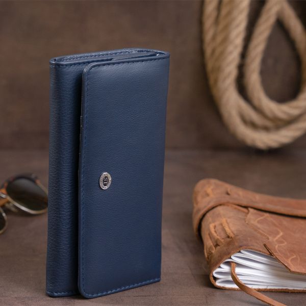 Кошелек кожаный в два сложения женский ST Leather 19291 Синий