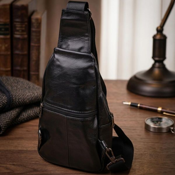 Мужская сумка через плечо из натуральной кожи Vintage 23048 Черный