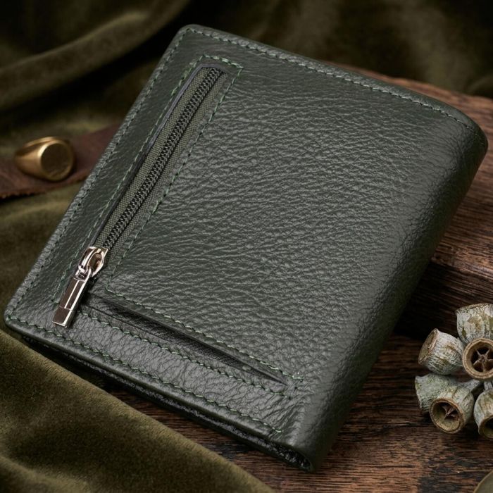 Женский кошелек на магните из натуральной кожи ST Leather 23093 Зеленый