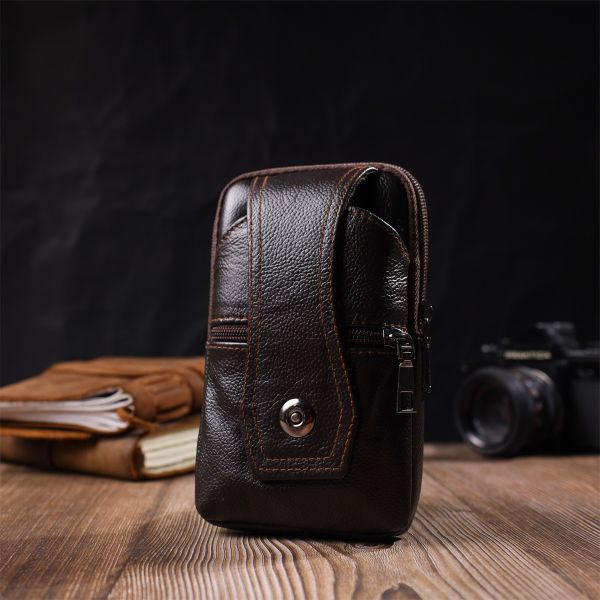 Мужская сумка на пояс на одно отделение Vintage 22246 Коричневая