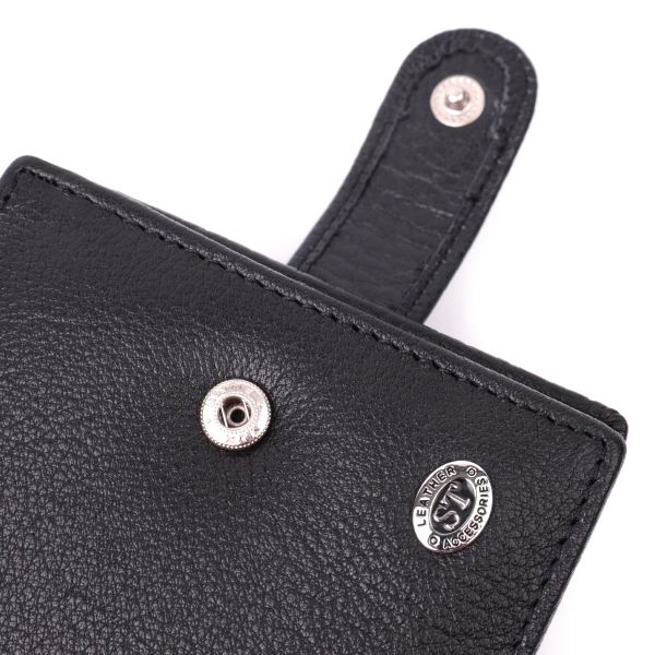 Мужской горизонтальный бумажник среднего размера из натуральной кожи ST Leather 22484 Черный