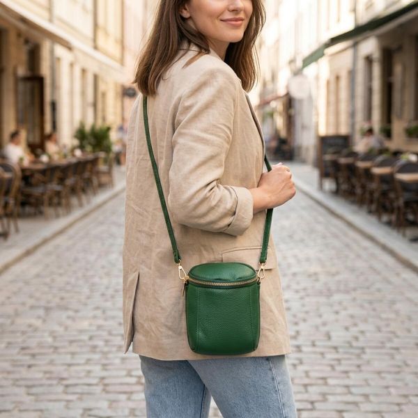 Интересная сумка для женщин из мягкой натуральной кожи Vintage 22341 Зеленая