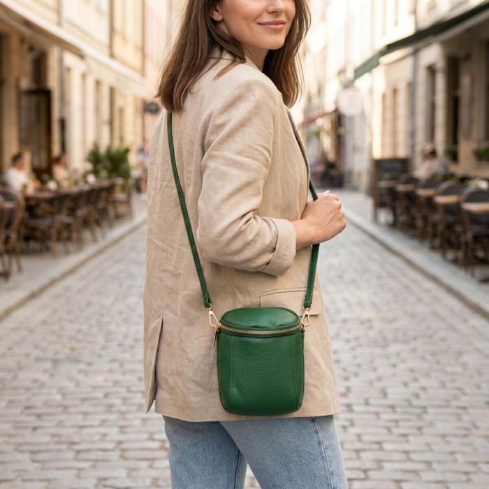 Интересная сумка для женщин из мягкой натуральной кожи Vintage 22341 Зеленая