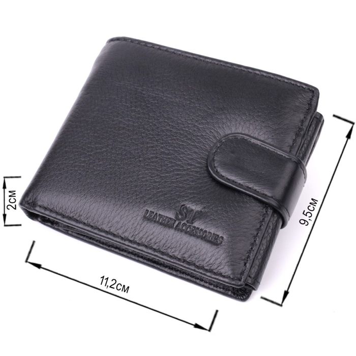 Качественный горизонтальный бумажник из натуральной кожи ST Leather 22455 Черный