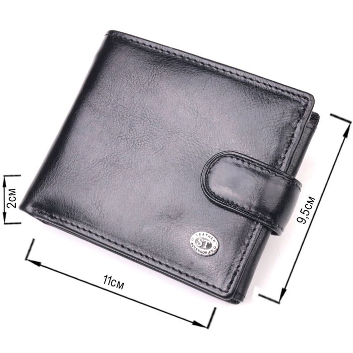 Классический мужской бумажник из натуральной кожи ST Leather 19407 Черный