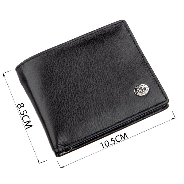 Компактный мужской кошелек с зажимом ST Leather 18837 Черный