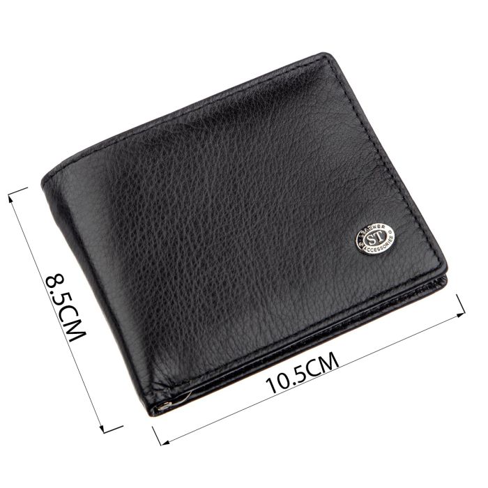 Компактный мужской кошелек с зажимом ST Leather 18837 Черный