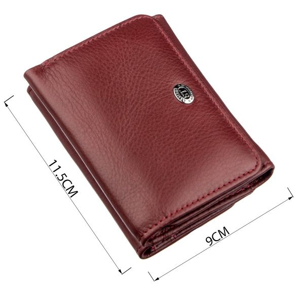Компактный женский бумажник на кнопке ST Leather 18885 Темно-красный