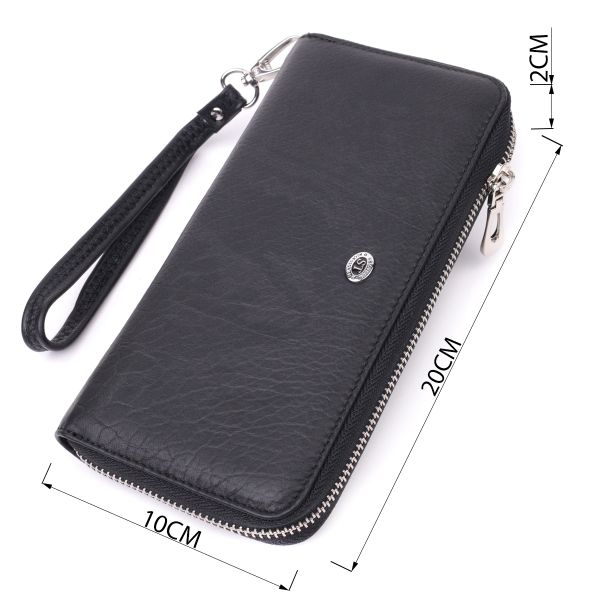 Кошелек-клатч универсальный на одно отделение из натуральной кожи ST Leather 22562 Черный