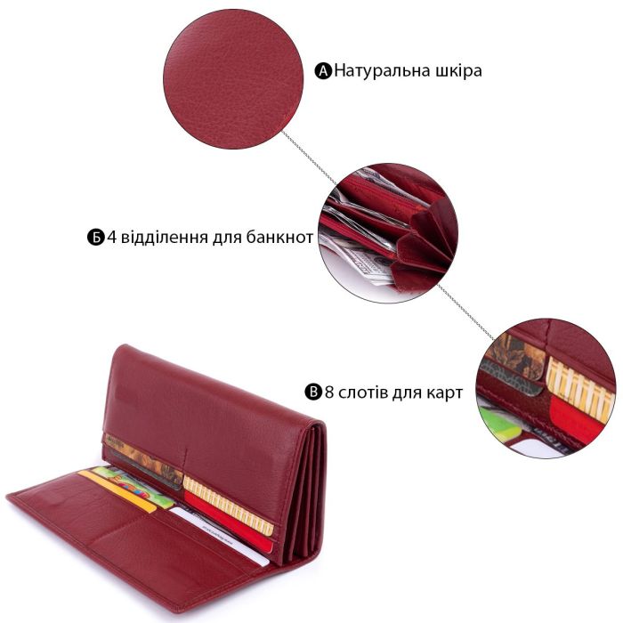 Кошелек на магнитах с клапаном женский ST Leather 19244 Бордовый