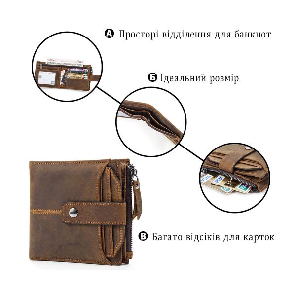 Гаманець з потертостями Vintage 14689 Коричневий