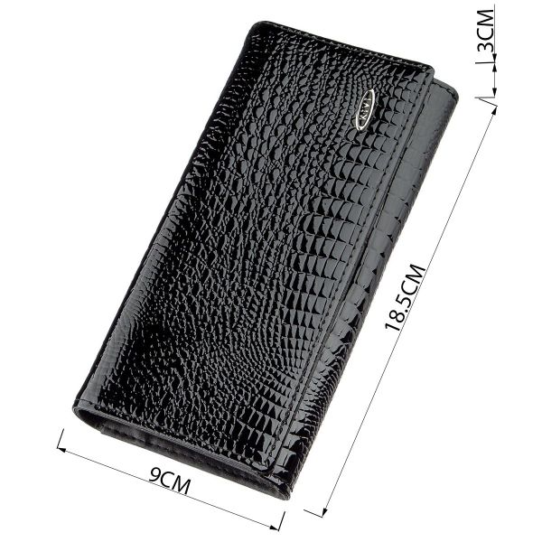 Кошелек женский из экокожи лаковый KIVI 19012 Черный