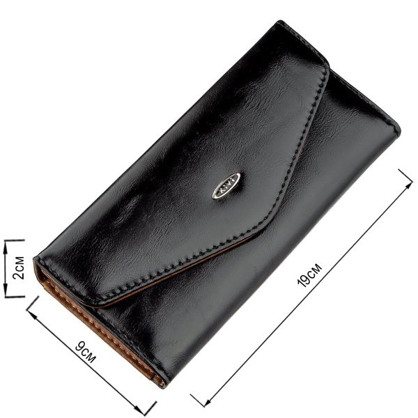 Кошелек женский из гладкой экокожи KIVI 19073 Черный
