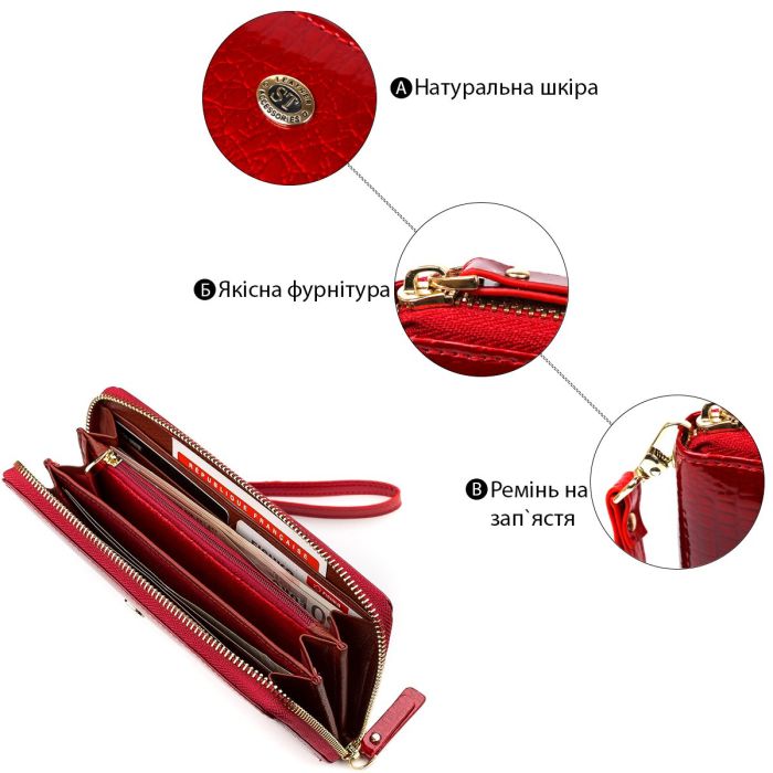 Кошелек женский ST Leather 18397 (S4001A) на молнии Красный