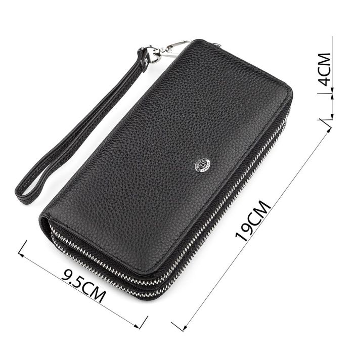 Кошелек женский ST Leather 18446 (ST238-2) две молнии Черный