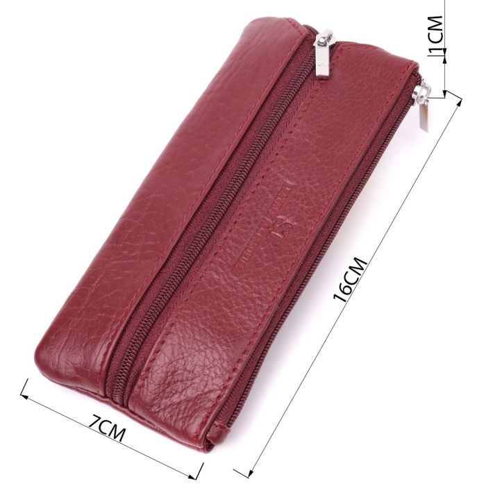 Шкіряна ключниця на блискавці ST Leather 22558 Бордовий