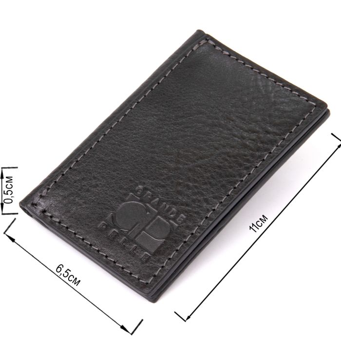 Кожаная небольшая визитница GRANDE PELLE 11501 Черный