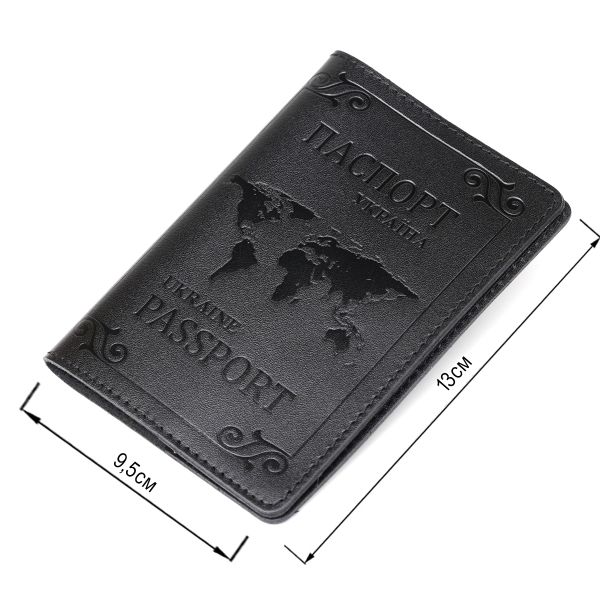 Кожаная обложка на паспорт с картой и рамкой SHVIGEL 13982 Черная