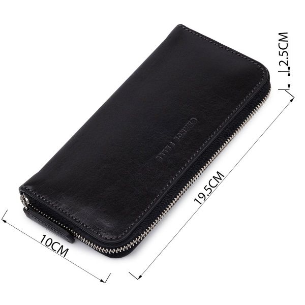 Кожаный женский кошелек на молнии GRANDE PELLE 11562 Черный