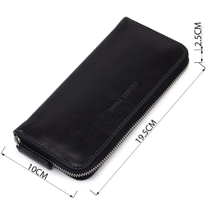 Кожаный женский кошелек на молнии GRANDE PELLE 11562 Черный