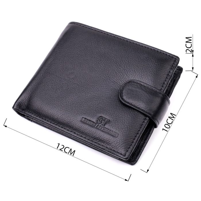 Чоловічий гаманець середнього розміру із натуральної шкіри ST Leather 22444 Чорний