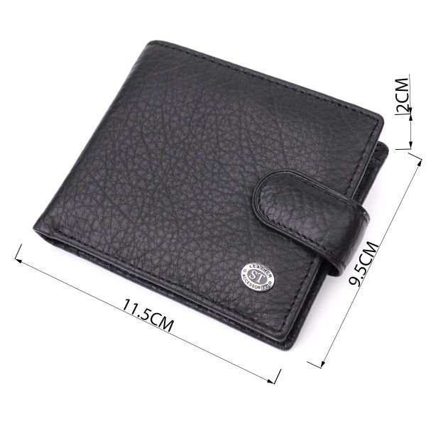 Мужской бумажник удобного размера из натуральной кожи ST Leather 22471 Черный
