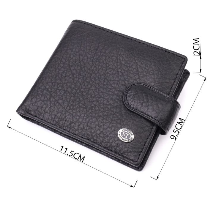 Мужской бумажник удобного размера из натуральной кожи ST Leather 22471 Черный
