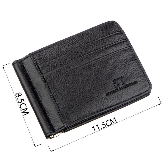 Мужской зажим с карманами для карточек ST Leather 18940 Черный