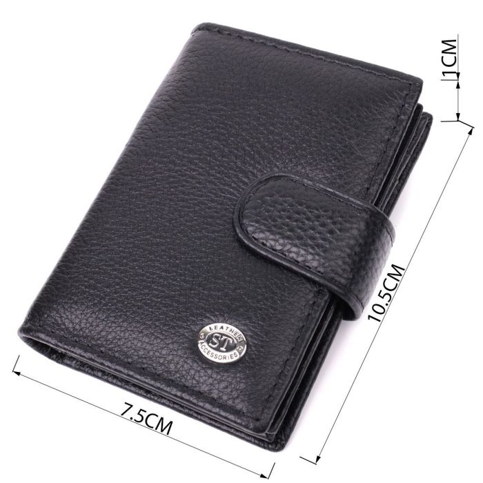 Надежная визитница из натуральной кожи ST Leather 22469 Черный