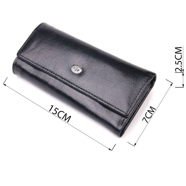 Надежный кошелек-ключница из натуральной гладкой кожи ST Leather 19415 Черный