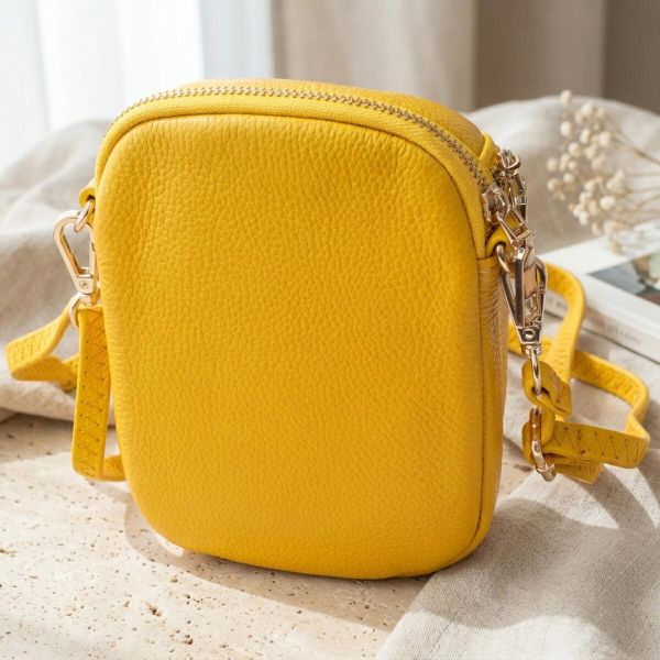 Оригинальная сумка для женщин из мягкой натуральной кожи Vintage 22342 Желтый