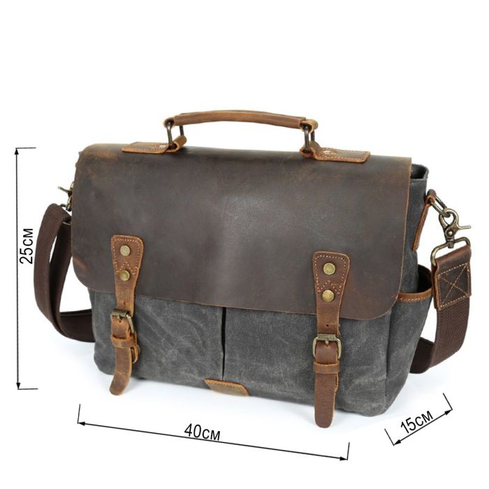 Портфель текстильный Vintage 20063 Cерый