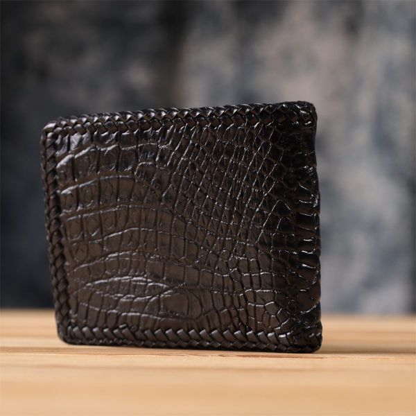 Портмоне CROCODILE LEATHER 18004 из натуральной кожи крокодила Черное