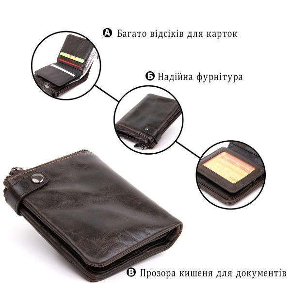 Портмоне унисекс Vintage 20422 Коричневое