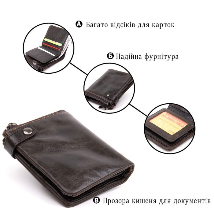 Портмоне унисекс Vintage 20422 Коричневое